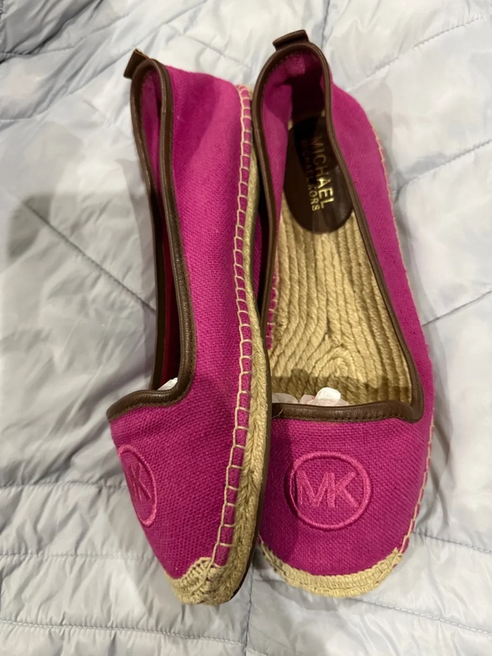 Michael Kors Hot Pink Canvas Espadrille Flats with MK Logo